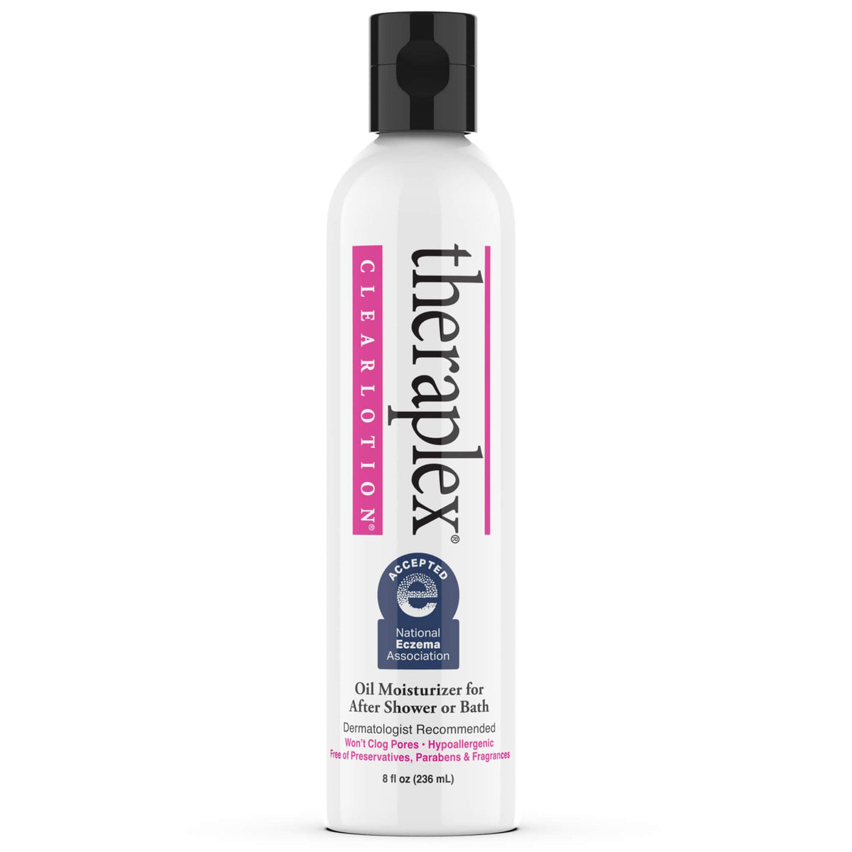 Theraplex clear emollient lotion front packaging shows clean design and benefits