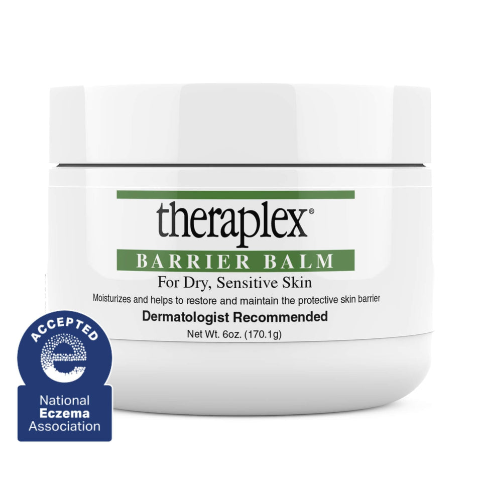 Theraplex front packaging shows 6 oz jar and clear label, promotes reliable barrier repair