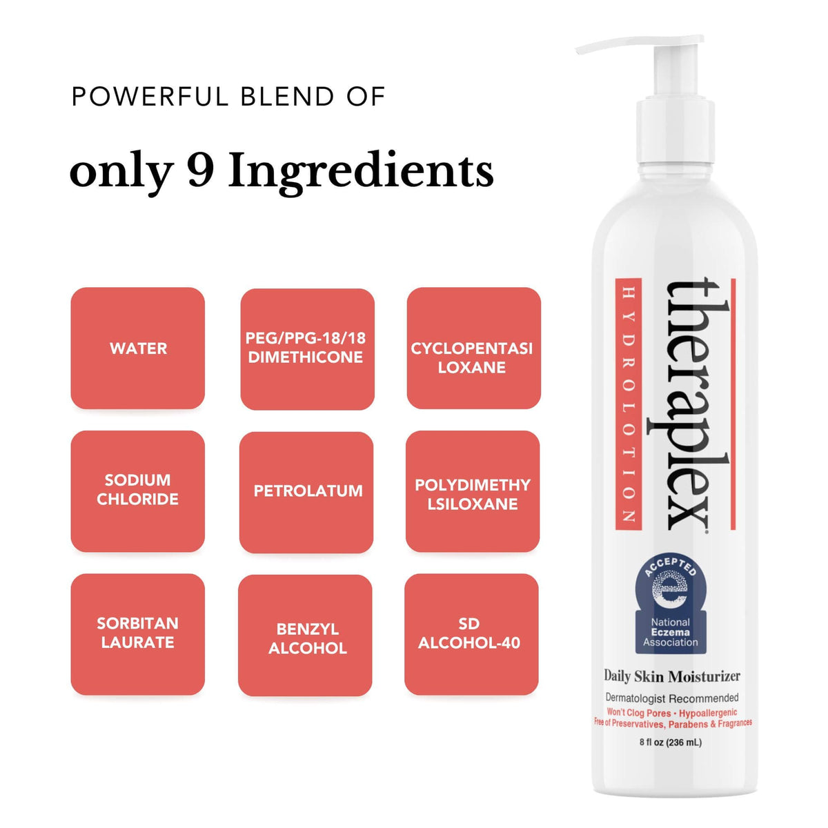 Theraplex bottle next to common objects to show size and portability