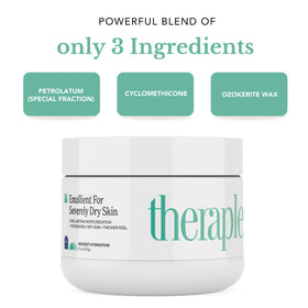 Theraplex jar beside a hand to show 6 oz size and scale