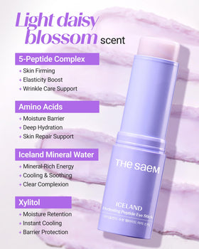 THESAEM applying eye stick under eye demonstrating cooling massage to refresh skin