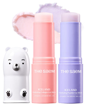 THESAEM front packaging of collagen and peptide eye stick bundle showing compact benefits
