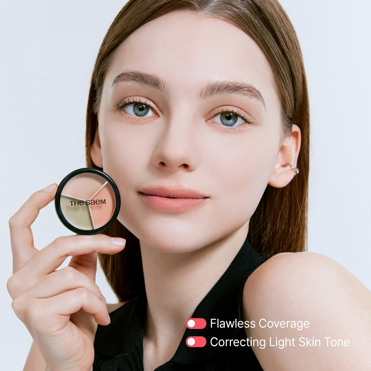 THESAEM contour palette open showing highlight and shading for sculpting benefit