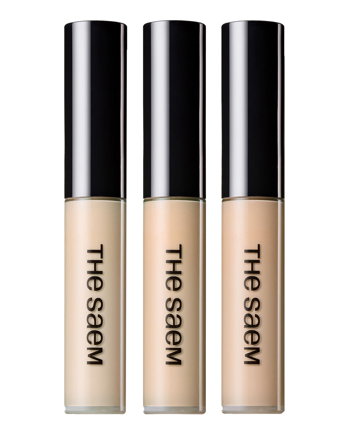 THESAEM 3-pack front view showing all three concealer tubes and benefits