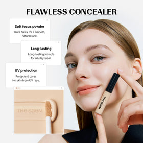 THESAEM blending with finger to show smooth texture and buildable coverage