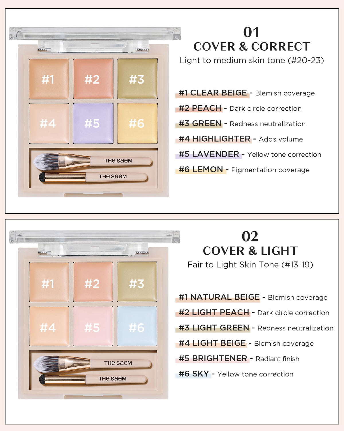THESAEM swatches on arm comparing six tones for custom-matching benefit