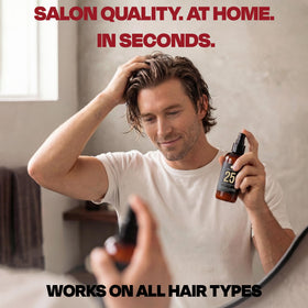 THESALONGUY mist on a hair strand showing lightweight hydration