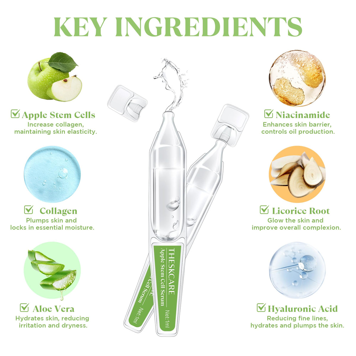 THESKCARE close-up of glass ampoule neck highlighting purity