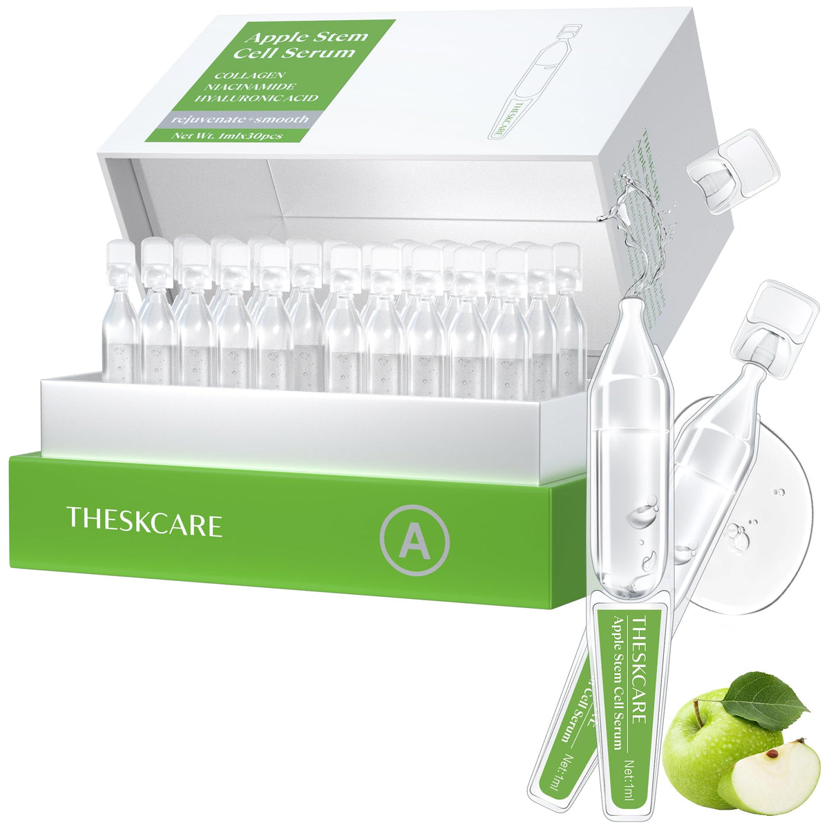 THESKCARE front packaging showing ampoules and benefits