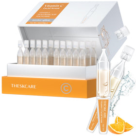 THESKCARE front packaging of 30 ampoules showing travel-ready design and freshness benefit