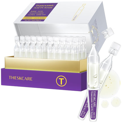 THESKCARE front packaging showing 30 ampoules and benefits