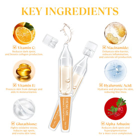 THESKCARE single ampoule snapped open with clear serum highlighting easy single-use benefit