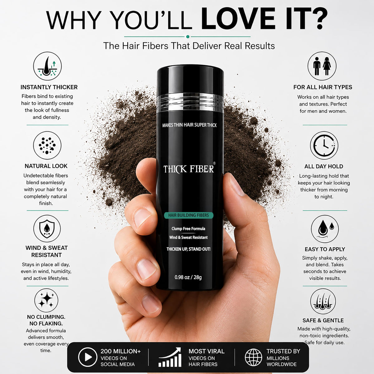 Morning bathroom routine with Thick Fiber showing quick everyday use benefit