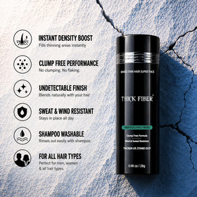 THICK FIBER covering hairline receding areas to restore a natural hairline appearance