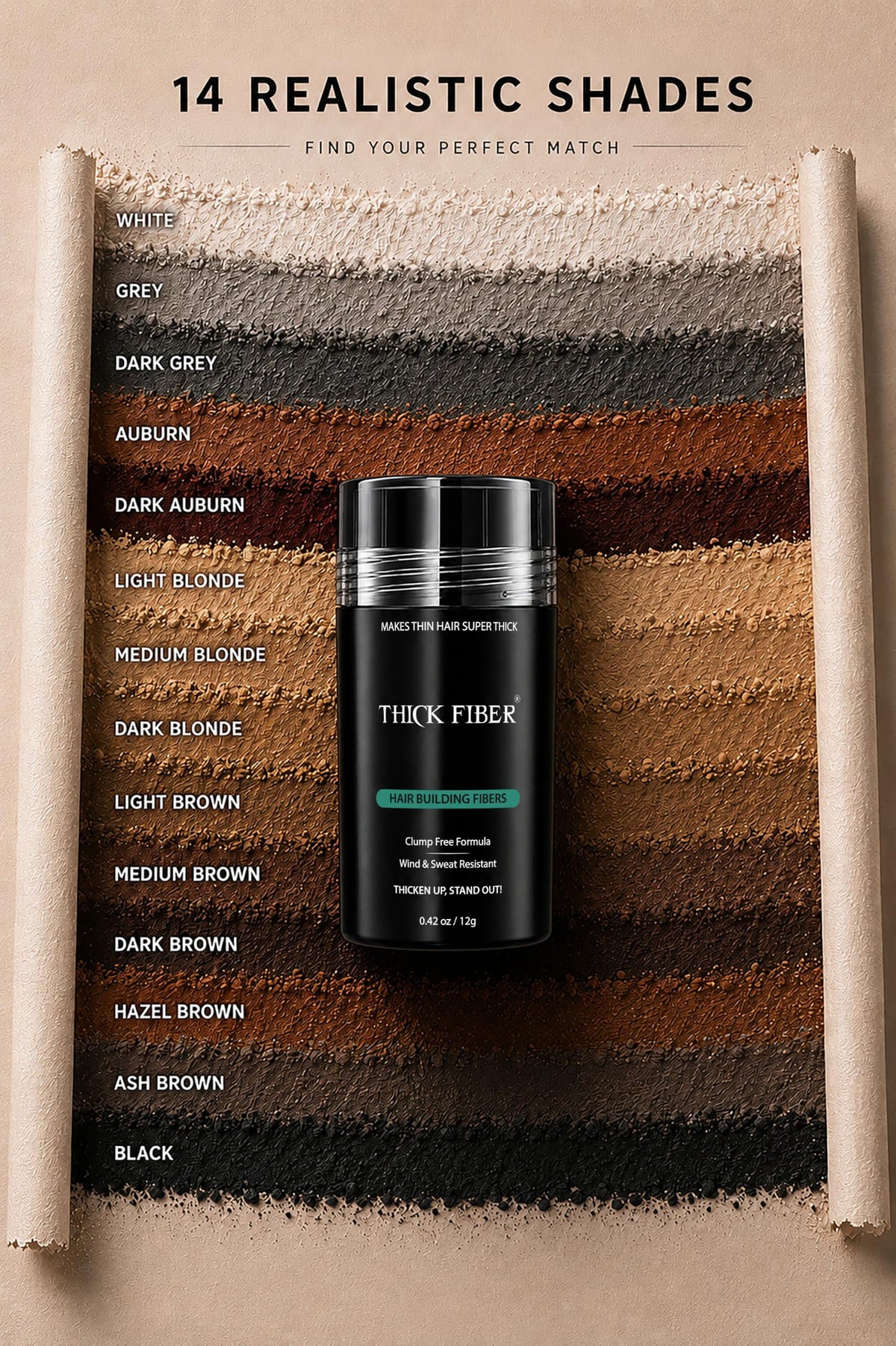 Thick Fiber used in a styling scene showing natural results for everyday or special occasions
