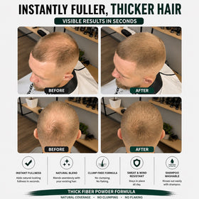 Before and after crown treated with Thick Fiber demonstrating visible density