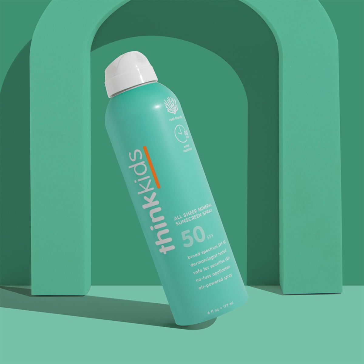 THINK Thinksport being sprayed on a child’s arm for quick coverage benefit