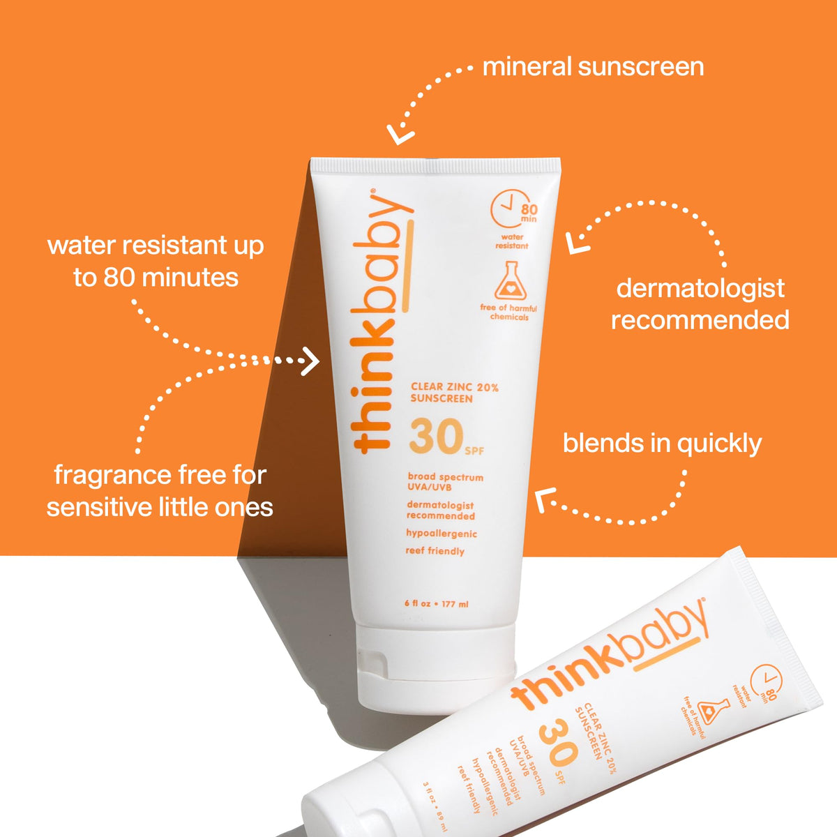 Thinkbaby pump dispensing lotion to show texture and effortless application for parents