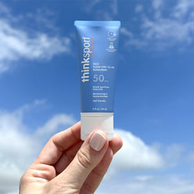 THINK application on face demonstrating even coverage and reduced white cast