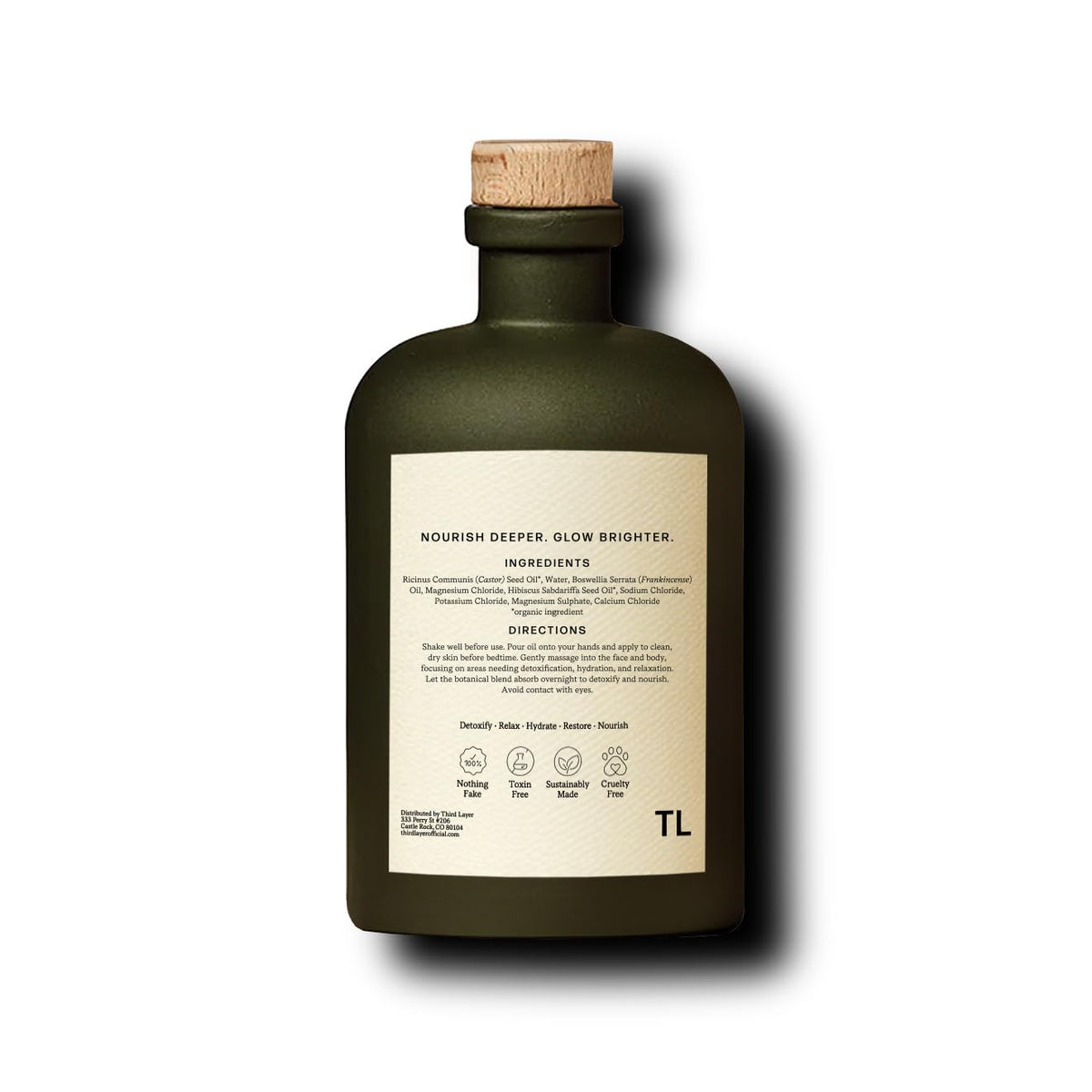 Third Layer bottle on bedside table illustrating evening self-care ritual benefit