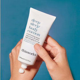 THISWORKS ingredients flatlay with lavender and chamomile, highlights calming botanical blend