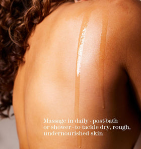 THISWORKS application on legs demonstrating long-lasting hydration and smooth finish