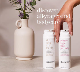 THISWORKS before and after legs illustrating improved smoothness and visible hydration