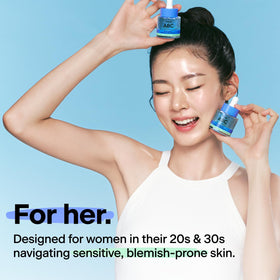 THOME dropper releasing clear serum texture to show lightweight spreadability