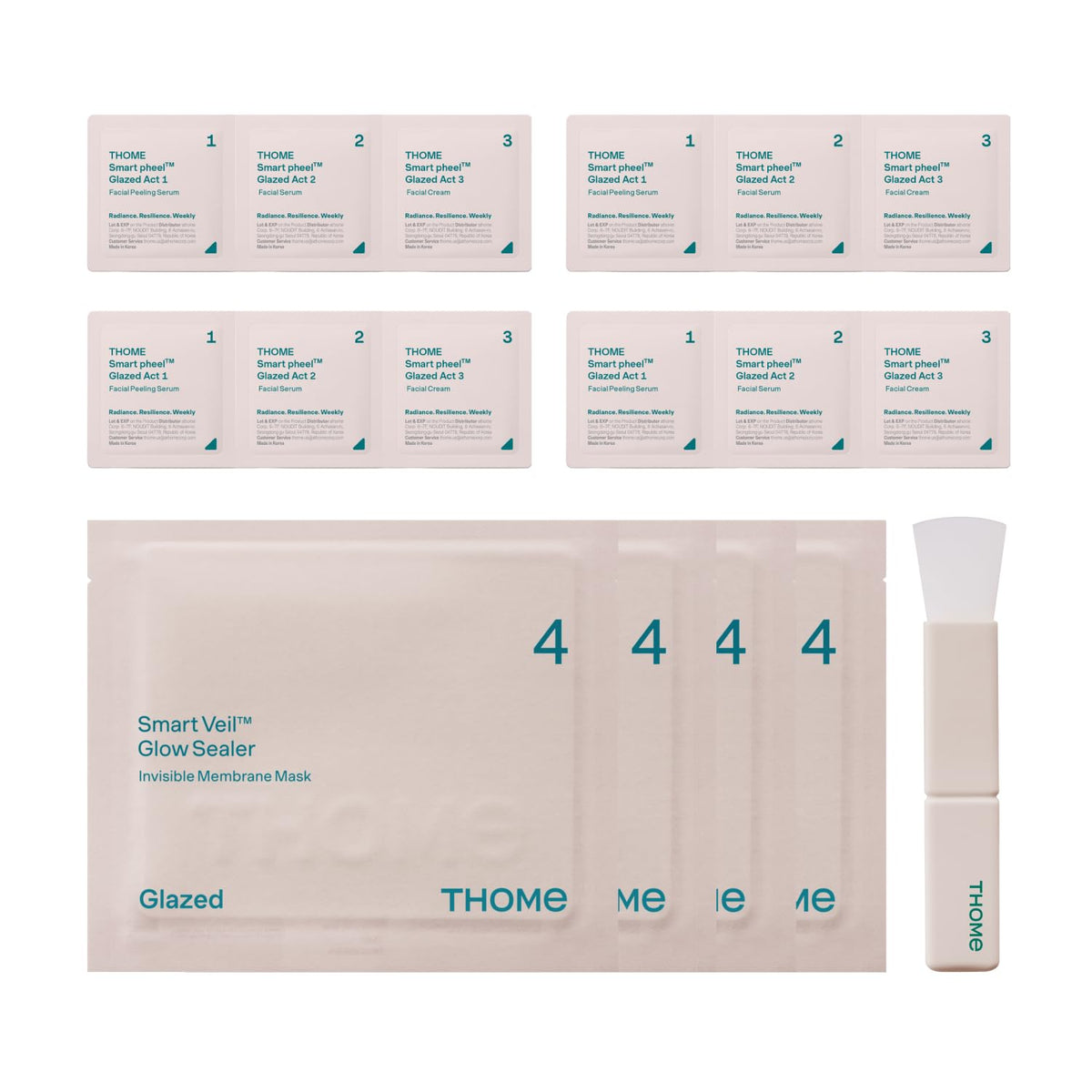THOME front packaging showing full 4-week kit for convenient weekly glow