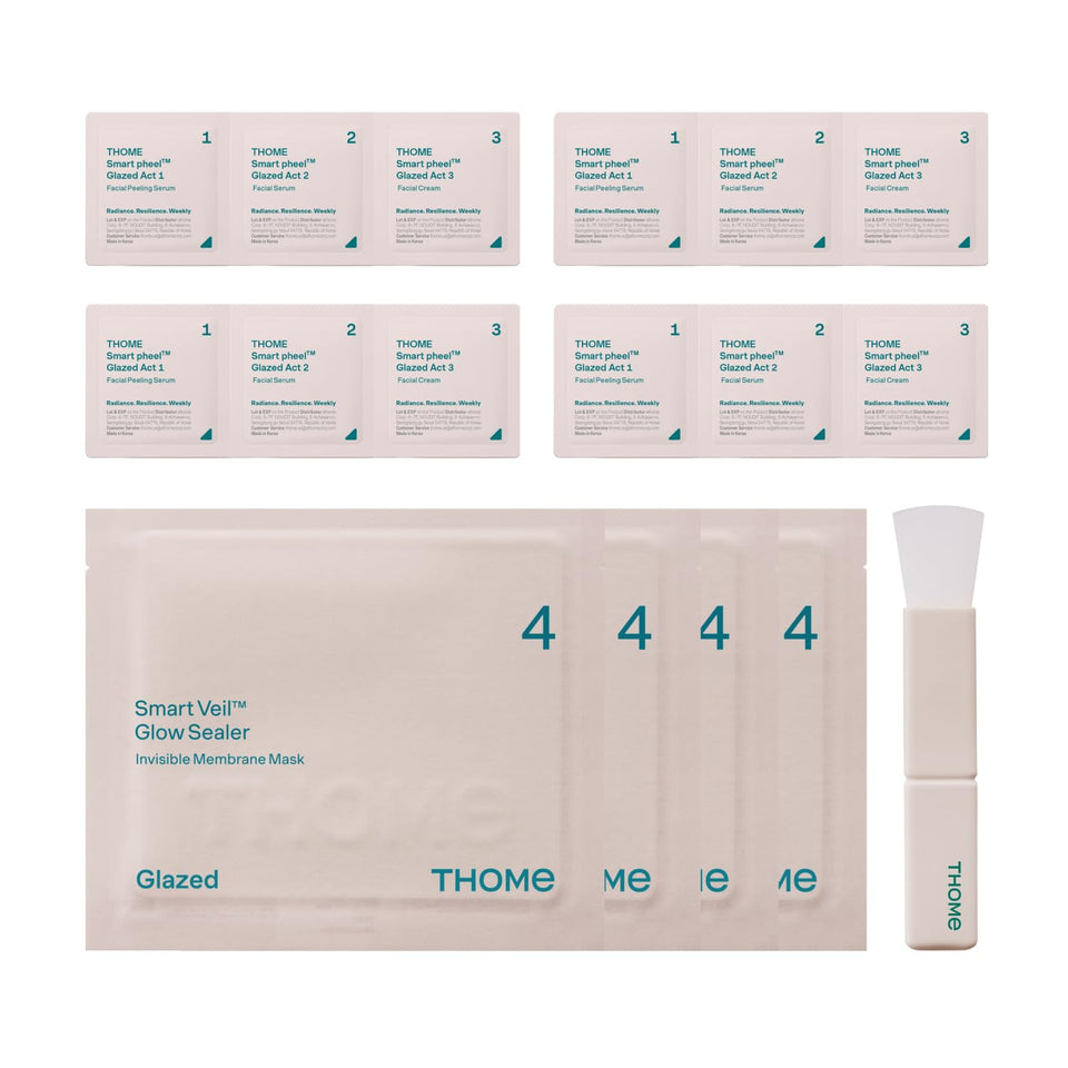 THOME front packaging showing full 4-week kit for convenient weekly glow