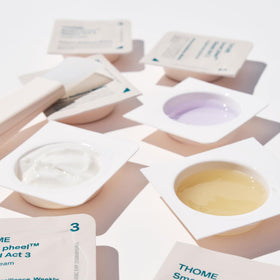 THOME peel-off mask being applied to lock hydration and reveal dewy skin