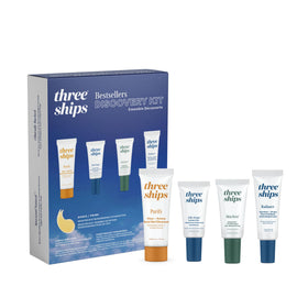 Three Ships discovery kit front packaging showing compact travel set benefits