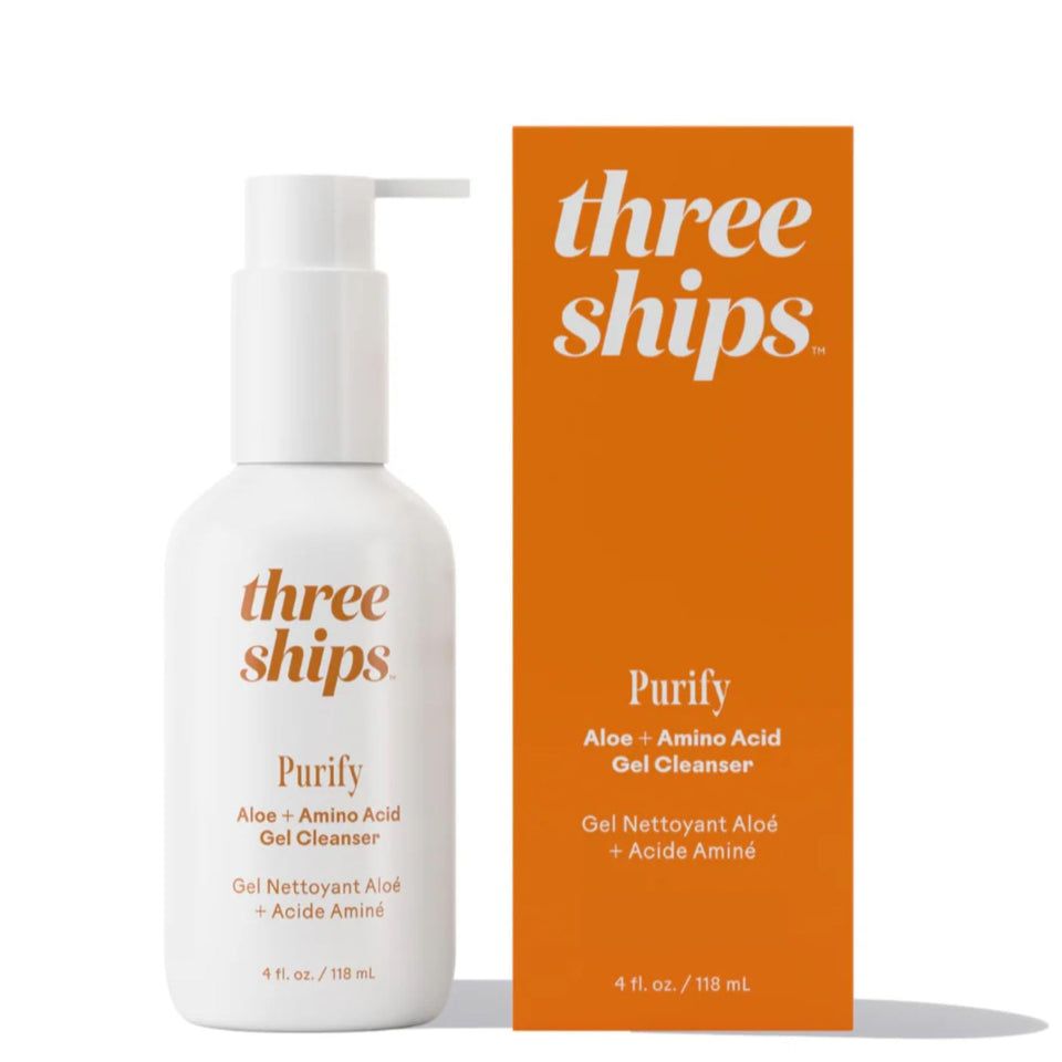 Three Ships front packaging showing bottle and branding, highlighting gentle formula
