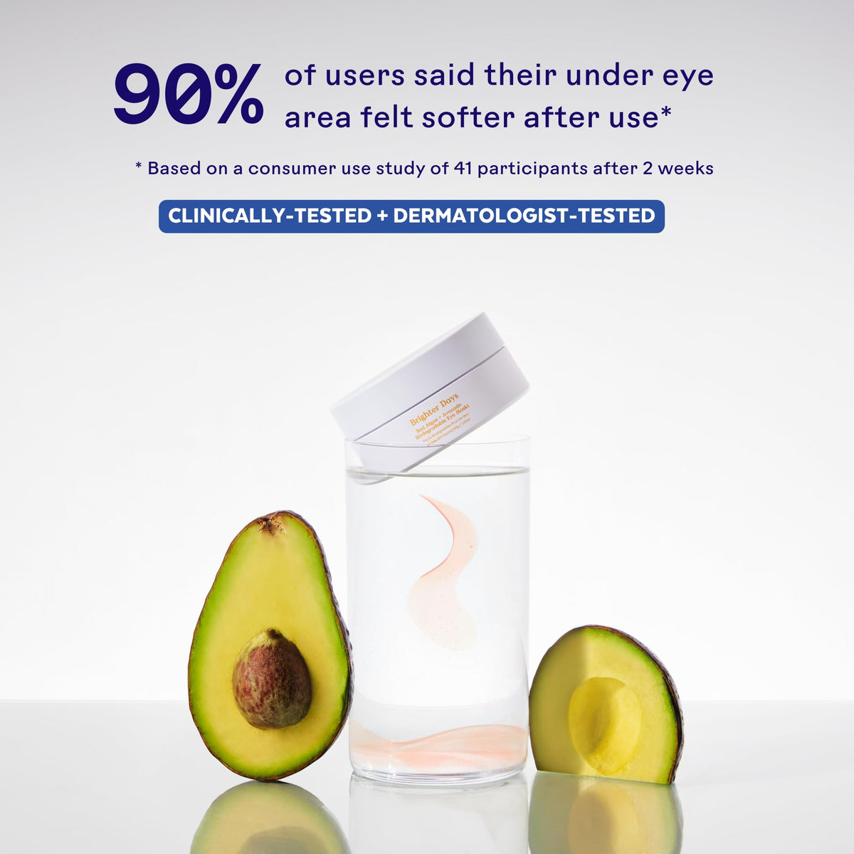 Three Ships mask applied under eye demonstrating cooling depuffing effect