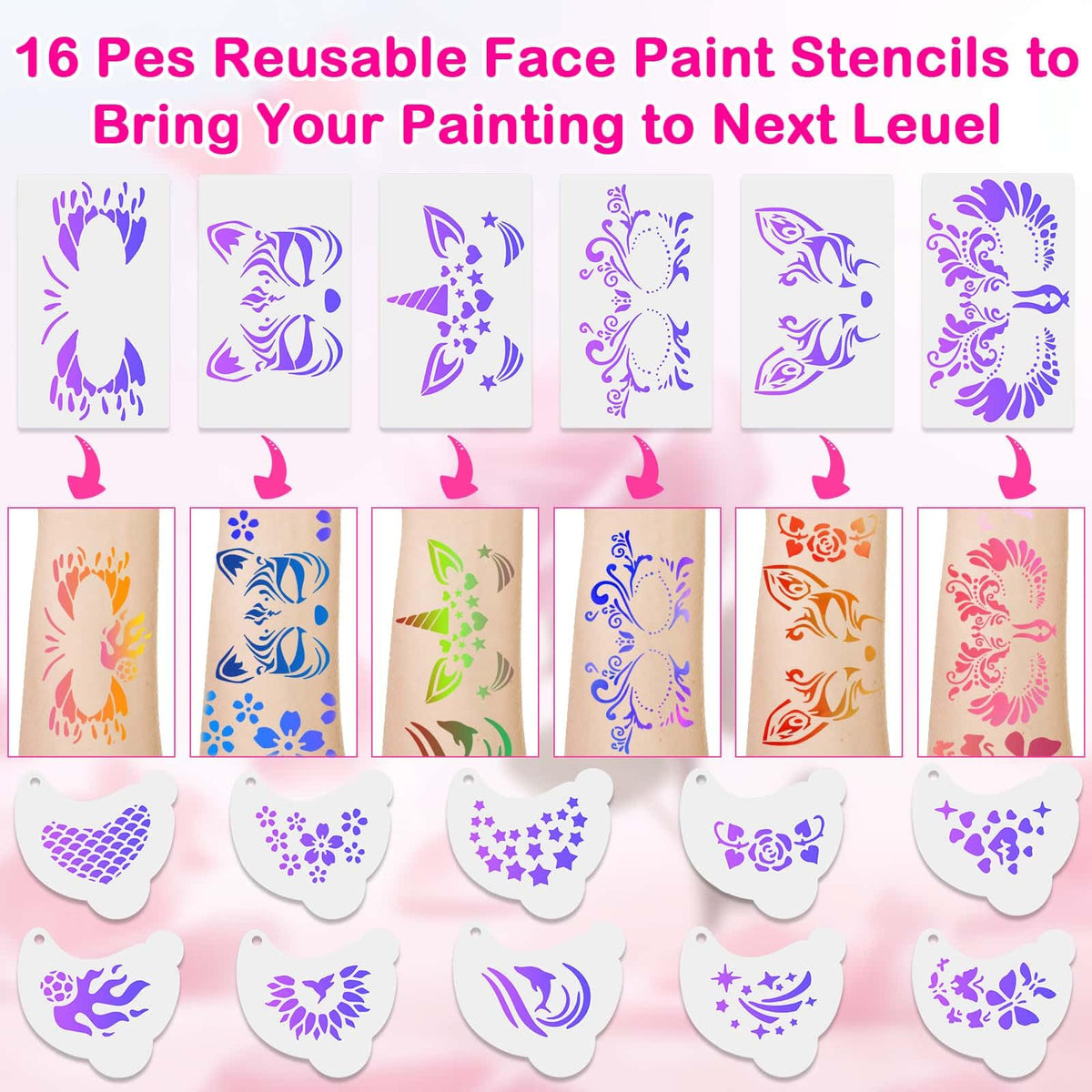 Thrilez face painting in use at a birthday party creating playful designs