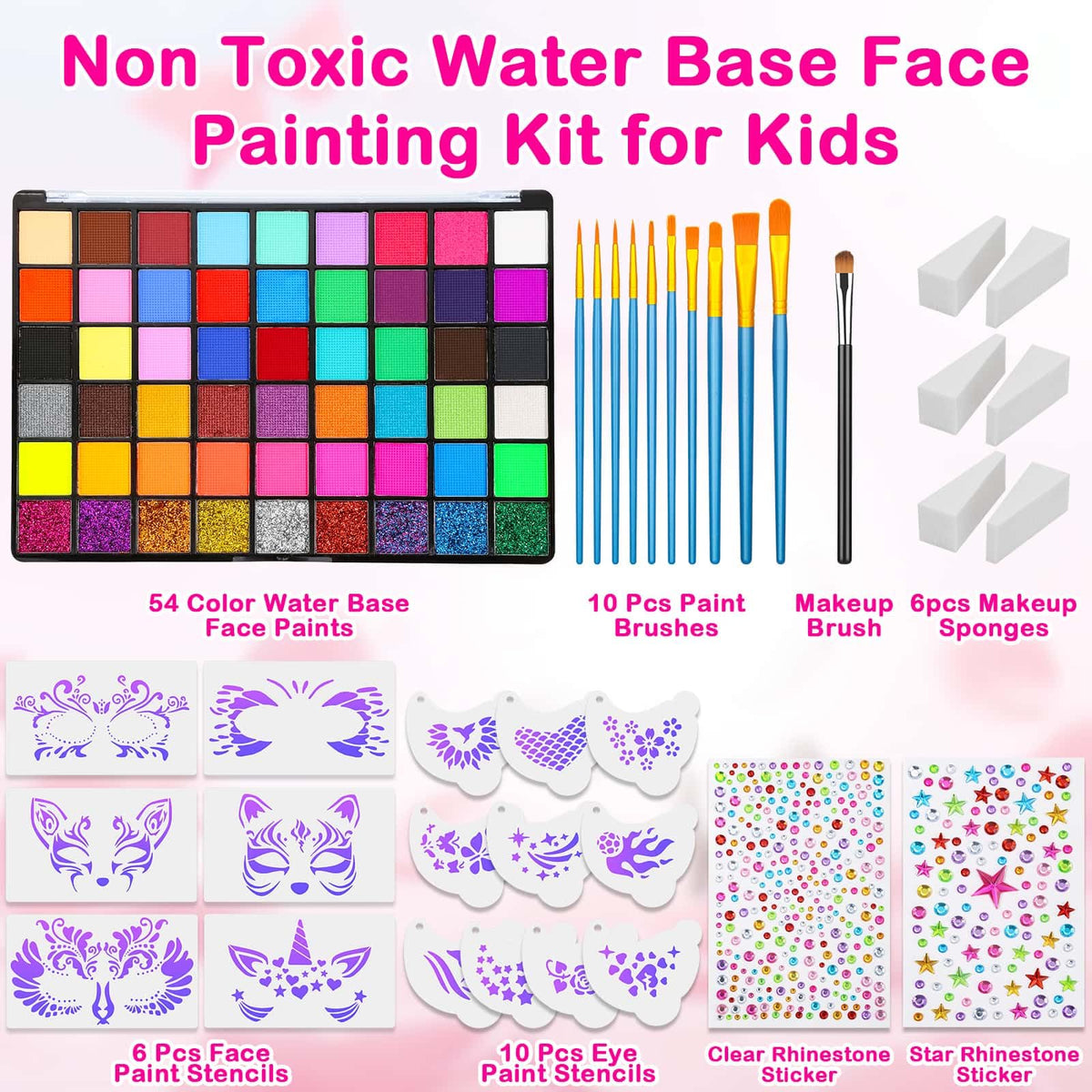 Thrilez layout of reusable stencils and gem stickers adding fast detail