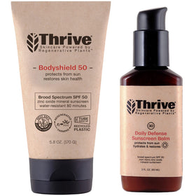Thrive Natural Care face tube front showing label and SPF benefit