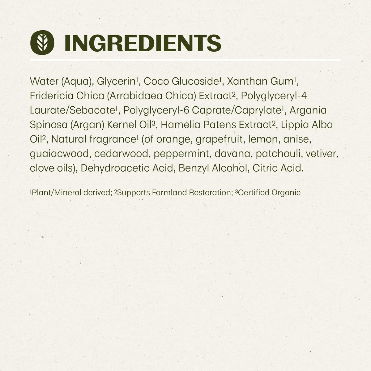 Thrive Natural Care label close-up listing vegan, sulfate-free claims