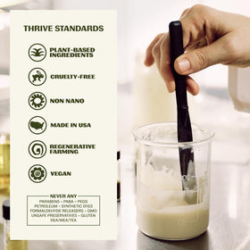 Thrive Natural Care tube label showing recycled-plastic packaging advantage