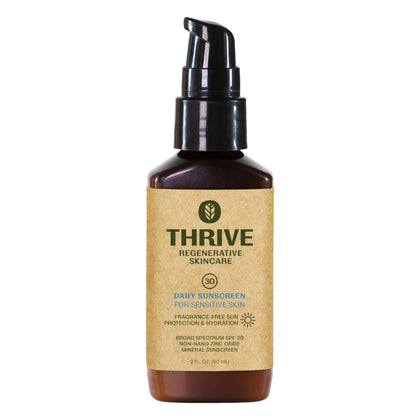 Thrive Natural Care front packaging showing SPF 30 and unscented benefit