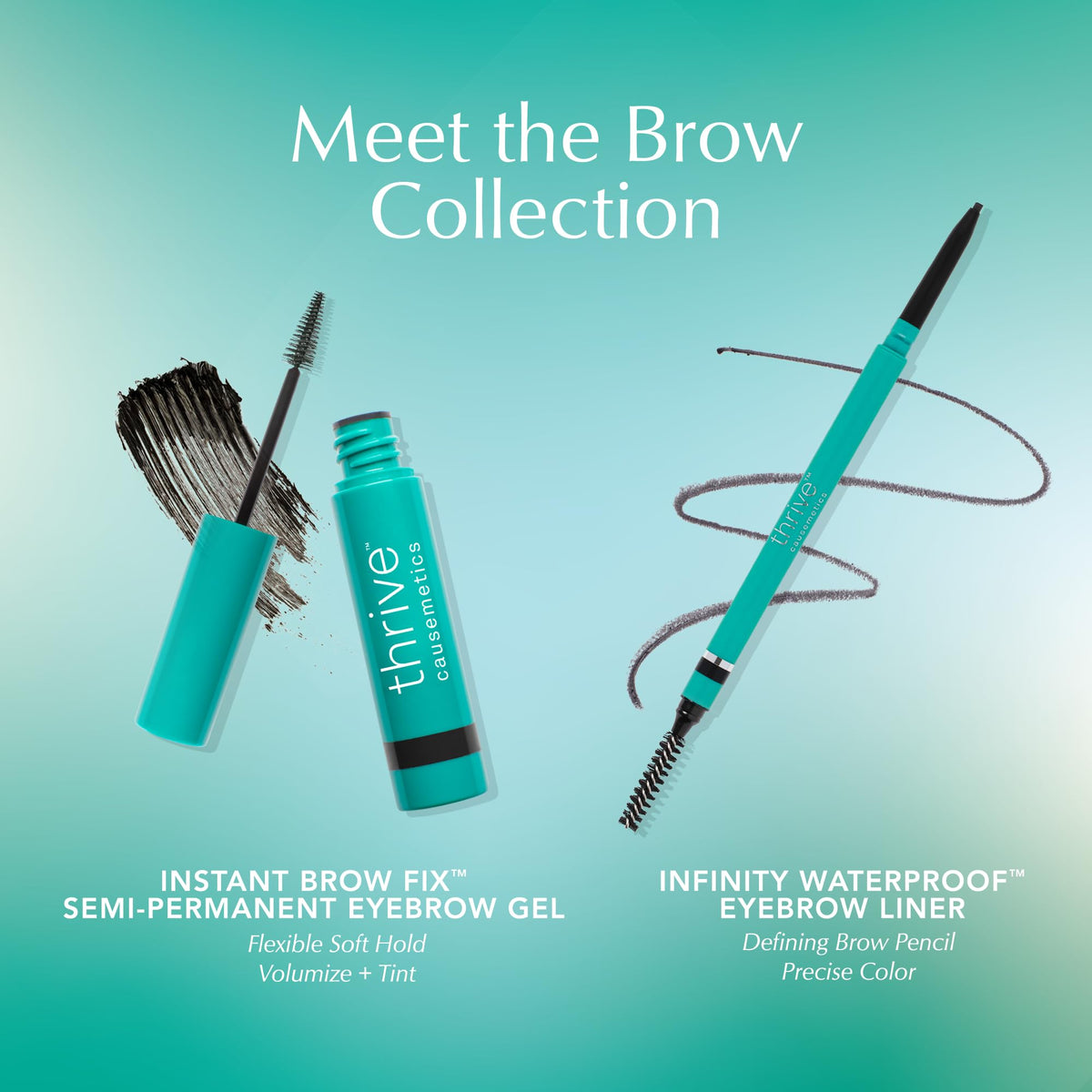 Thrive Causemetics pencil next to hand showing compact travel size