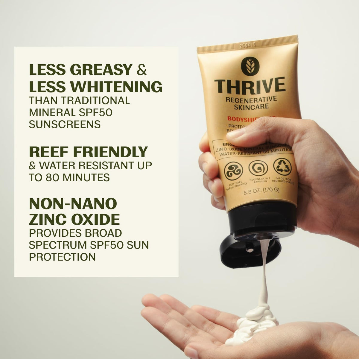 Thrive Natural Care close-up texture showing smooth blend and quick absorption