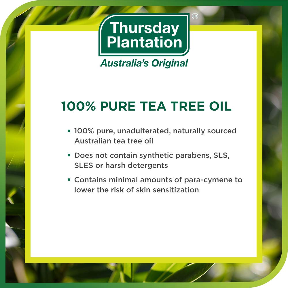 Thursday Plantation oil on fingertip demonstrating texture and easy dilution benefit