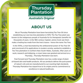 Thursday Plantation packaging beside Australia map indicating local sourcing benefit
