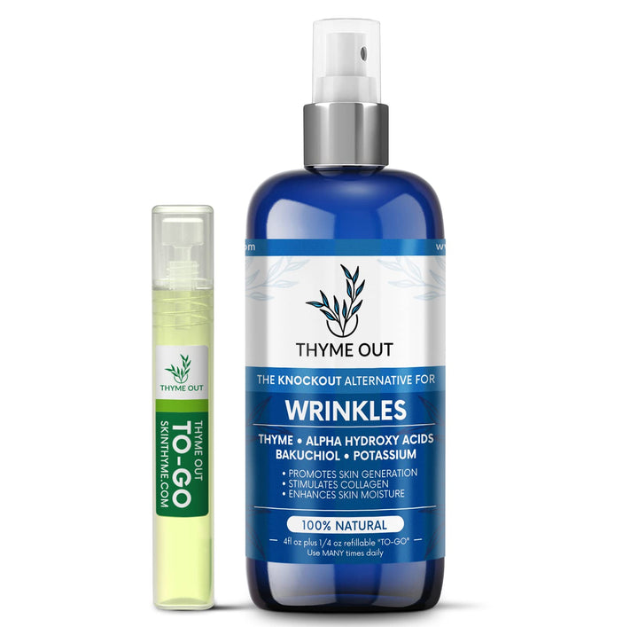 Thyme Out front packaging showing bottle and label, brand clarity and natural appeal