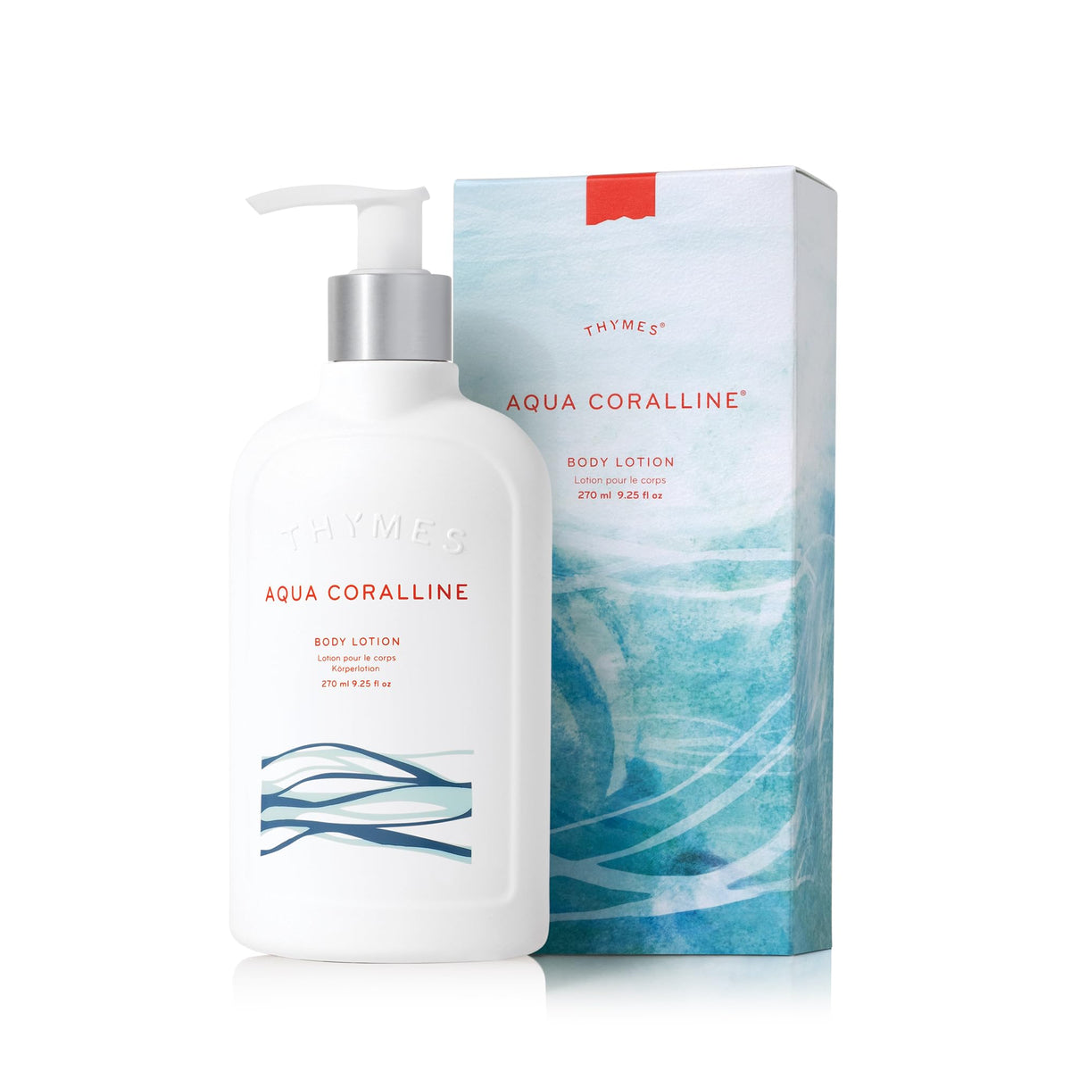 Thymes front packaging showing bottle and label, luxury gift-ready benefit