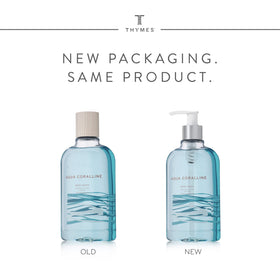Thymes pump close-up demonstrates easy dispensing and reduced product waste
