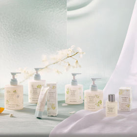 Thymes cleanser paired with Replenishing Body Lotion showing complementary hydration benefit