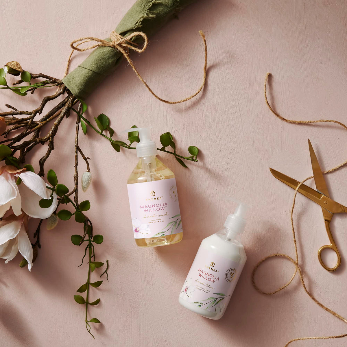 Thymes bottle on bathroom vanity showing everyday convenience and style