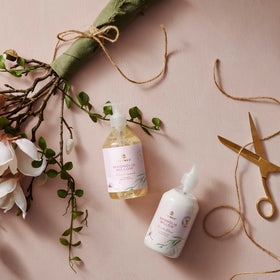 Thymes bottle on bathroom vanity showing everyday convenience and style